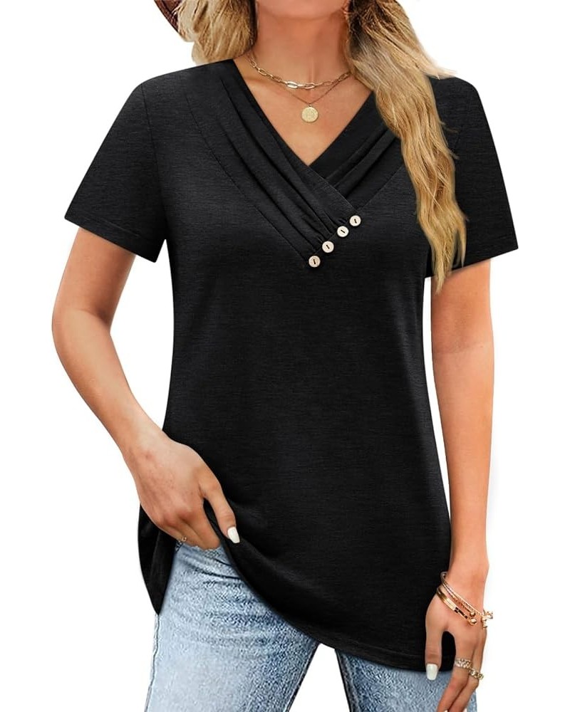 Women's Fall Long Sleeve Tunic Tops for Leggings V Neck Button Casual Blouse Sweatshirt Z-black $18.55 Tops