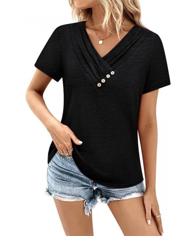 Women's Fall Long Sleeve Tunic Tops for Leggings V Neck Button Casual Blouse Sweatshirt Z-black $18.55 Tops