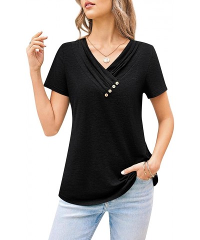 Women's Fall Long Sleeve Tunic Tops for Leggings V Neck Button Casual Blouse Sweatshirt Z-black $18.55 Tops