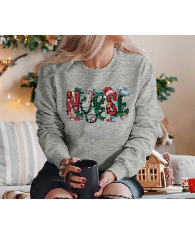 Christmas Shirts for Women Christmas Nurse Tshirt Nurse Letter Print Clothes Christmas Holiday Tops Grey5 $8.80 T-Shirts