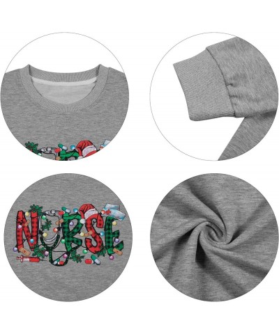 Christmas Shirts for Women Christmas Nurse Tshirt Nurse Letter Print Clothes Christmas Holiday Tops Grey5 $8.80 T-Shirts