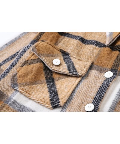 Girls & Womens Plaid Button Down Shirts Kid Lf3 Long Plaid Jacket -Khaki $8.99 Blouses