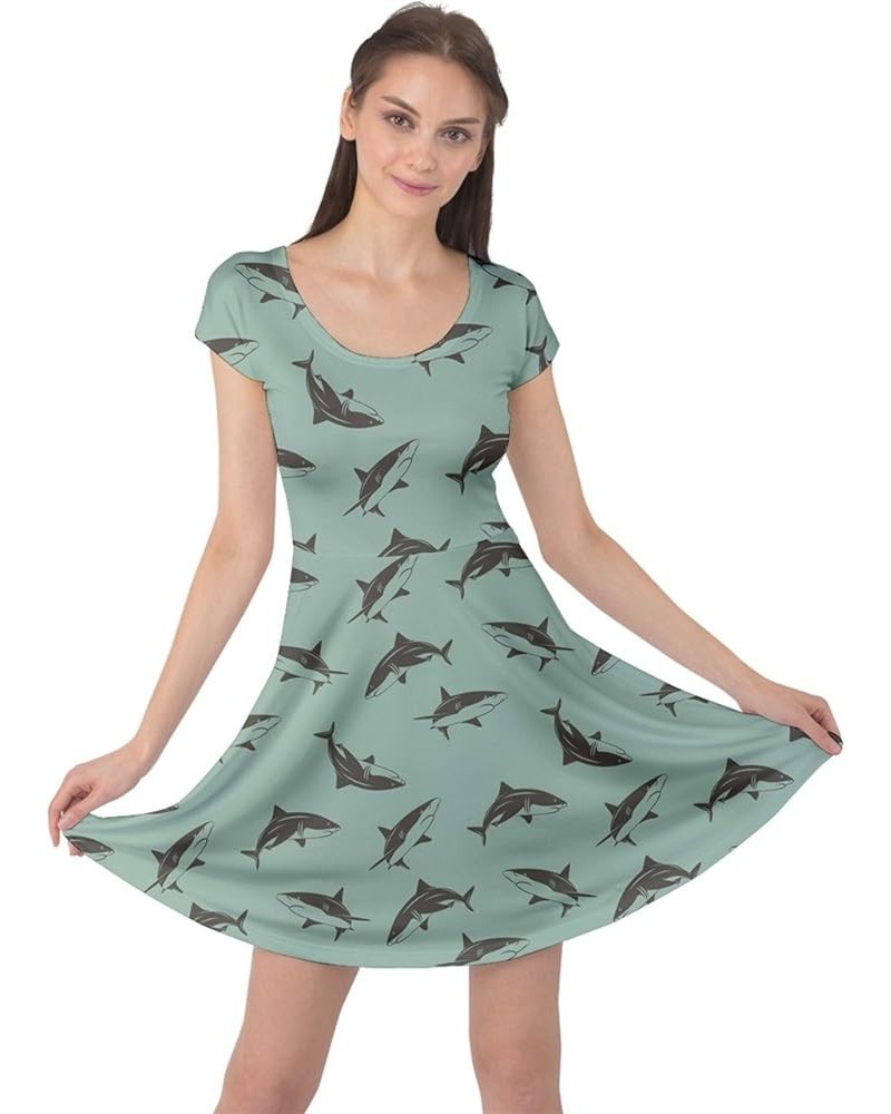 Womens Summer Dress Whales Marine Ocean Shark Octopus Crab Penguins Sea Animal Short Sleeve Dress, XS-5XL Turquoise $13.20 Ot...