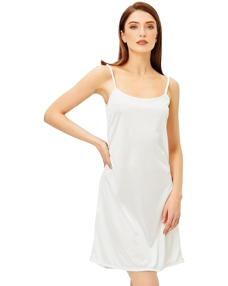 Full Slip for Women - Adjustable Spaghetti Strap Cami Nightgown Womens Sleepwear Chemise White $6.83 Lingerie