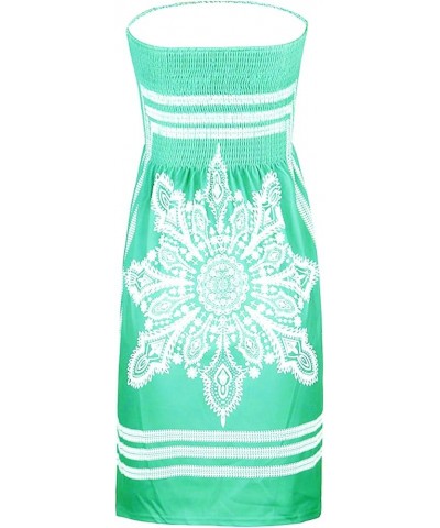 Women's Summer Dress Strapless Floral Print Bohemian Casual Beach Dress Cover Ups for Swimwear Women Green $11.00 Swimsuits