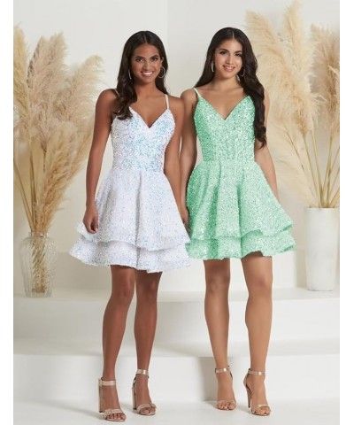 Sequin Short Homecoming Dresses for Teens Sparkly V Neck Prom Dresses 2024 Formal Cocktail Gown Sweet 15 16 Dresses White $28...