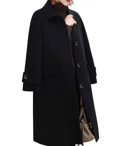 Women's Wool Blend Coat Herringbone Tweed Single Breasted Pea Coat Overcoat Black $23.85 Coats