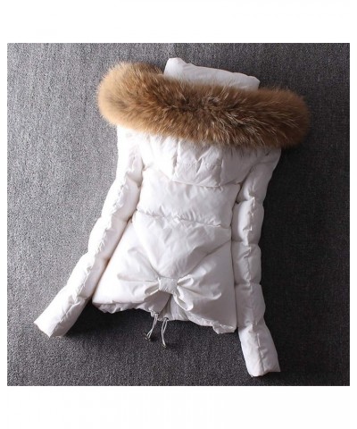 Women's Down Coats with Fur Hood Warm Short Puffer Jacket Slim Fit Winter Parka White-primary Color $46.55 Jackets