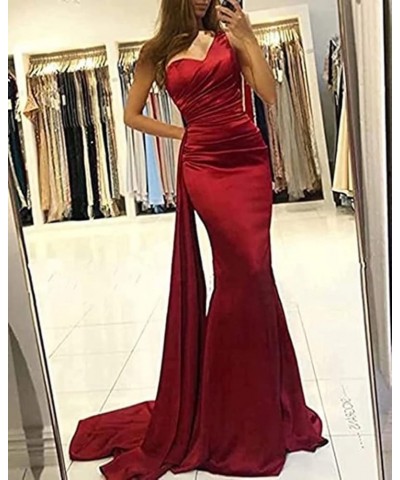 One Shoulder Mermaid Bridesmaid Dresses Long Satin Prom Dresses Evening Formal Party Gowns for Women with Tail Silver $40.49 ...