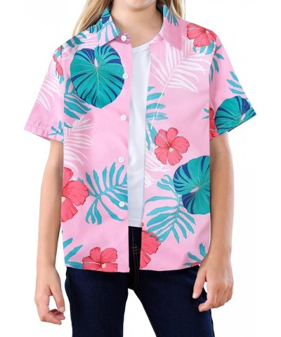 Girls Womens Short Sleeve Summer Button Down Shirts, 12 Months - XL Youth Hawaiian Pink $6.82 Blouses