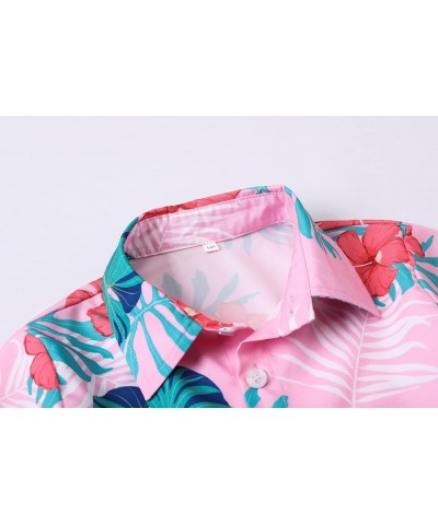 Girls Womens Short Sleeve Summer Button Down Shirts, 12 Months - XL Youth Hawaiian Pink $6.82 Blouses