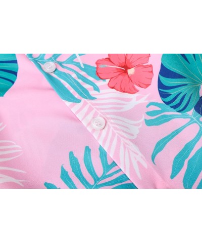 Girls Womens Short Sleeve Summer Button Down Shirts, 12 Months - XL Youth Hawaiian Pink $6.82 Blouses