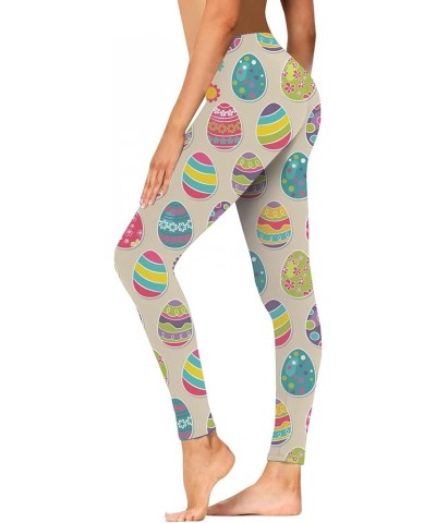 Easter Leggings for Women,Easter Bunny Rabbit Eggs Pattern Print Holiday Leggings Shiny Workout Festival Party Tights Z31-blu...