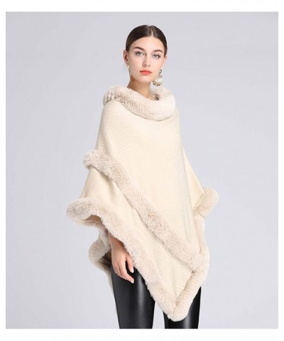 Women's Loose Fit Bridal Faux Fur Shawl Wraps Cloak Poncho Cape Outwear Beige $24.59 Coats