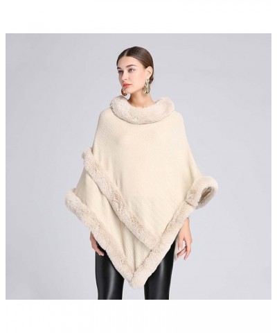 Women's Loose Fit Bridal Faux Fur Shawl Wraps Cloak Poncho Cape Outwear Beige $24.59 Coats