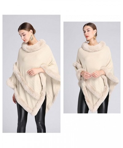 Women's Loose Fit Bridal Faux Fur Shawl Wraps Cloak Poncho Cape Outwear Beige $24.59 Coats