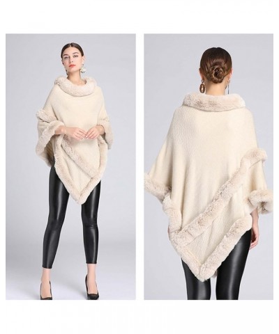 Women's Loose Fit Bridal Faux Fur Shawl Wraps Cloak Poncho Cape Outwear Beige $24.59 Coats