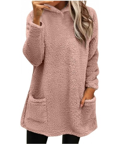 Crewneck Sweatshirts Women Trendy Fuzzy Fleece Pullover Sherpa Tops Oversized Hooded Shirt Fluffy Sweater Tunic Pocket 01-pin...