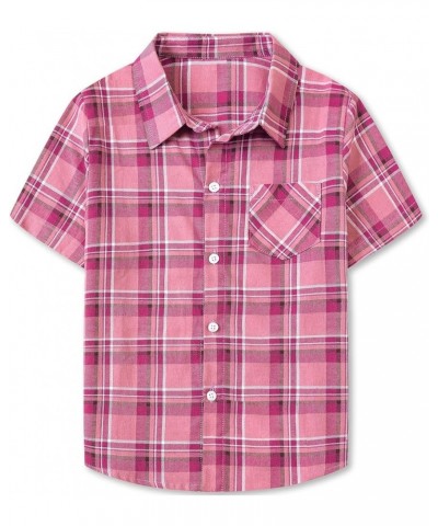 Girls Womens Short Sleeve Summer Button Down Shirts, 12 Months - XL Youth Rose Red $6.82 Blouses