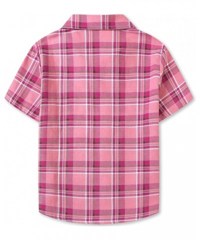 Girls Womens Short Sleeve Summer Button Down Shirts, 12 Months - XL Youth Rose Red $6.82 Blouses