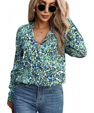 Womens Long Sleeve Button Down Shirts Dressy Casual Tops Work Blouses P01 Green $11.50 Blouses