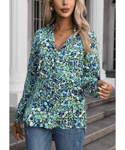 Womens Long Sleeve Button Down Shirts Dressy Casual Tops Work Blouses P01 Green $11.50 Blouses