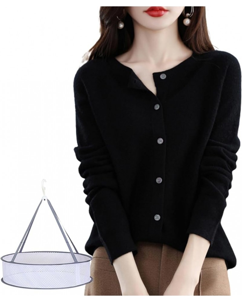 Cashmere Cardigan Sweaters for Women, Cashmere Sweaters for Women, Crew Neck Button Down Cardigan Sweater Black $20.09 Sweaters