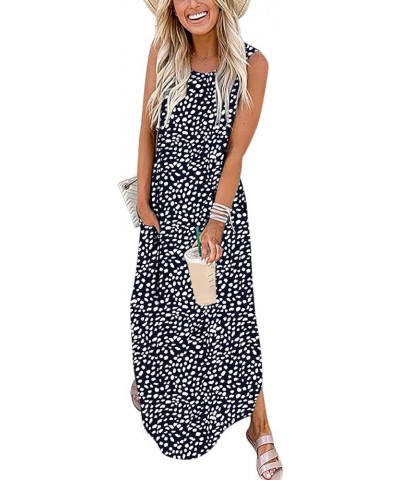 Women's Casual Loose Summer Long Dress Sleeveless Split Beach Maxi Dresses with Pockets Black 04 $20.39 Dresses