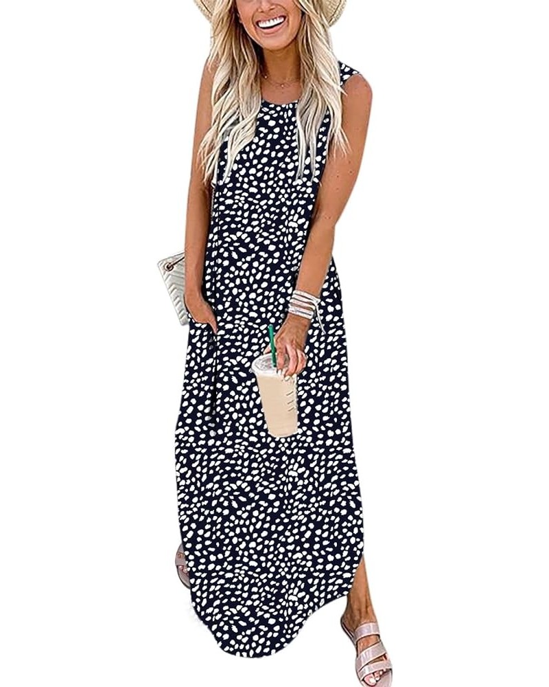 Women's Casual Loose Summer Long Dress Sleeveless Split Beach Maxi Dresses with Pockets Black 04 $20.39 Dresses