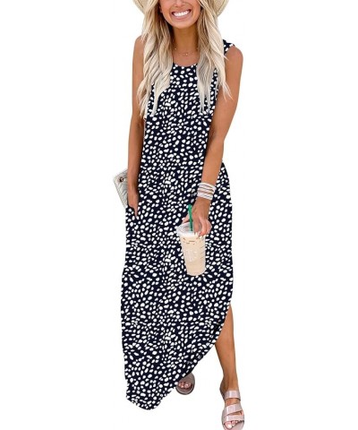 Women's Casual Loose Summer Long Dress Sleeveless Split Beach Maxi Dresses with Pockets Black 04 $20.39 Dresses