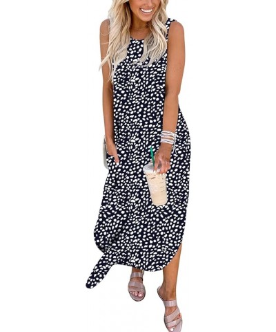 Women's Casual Loose Summer Long Dress Sleeveless Split Beach Maxi Dresses with Pockets Black 04 $20.39 Dresses