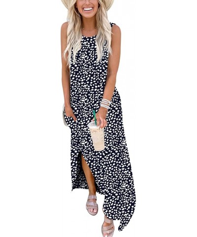 Women's Casual Loose Summer Long Dress Sleeveless Split Beach Maxi Dresses with Pockets Black 04 $20.39 Dresses