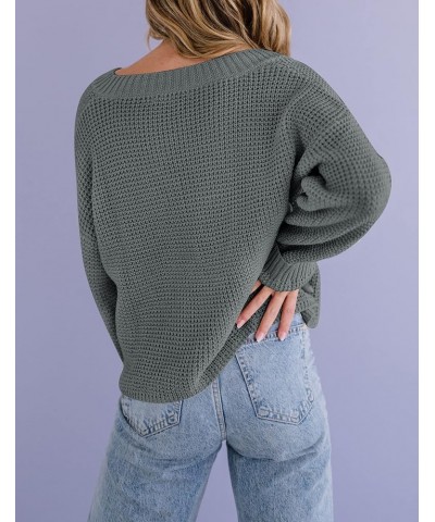 Women's Waffle Knit Cropped Top V Neck Long Sleeve Pullover Sweater Casual Solid Crop Sweatshirts Darkgrey $20.66 Activewear