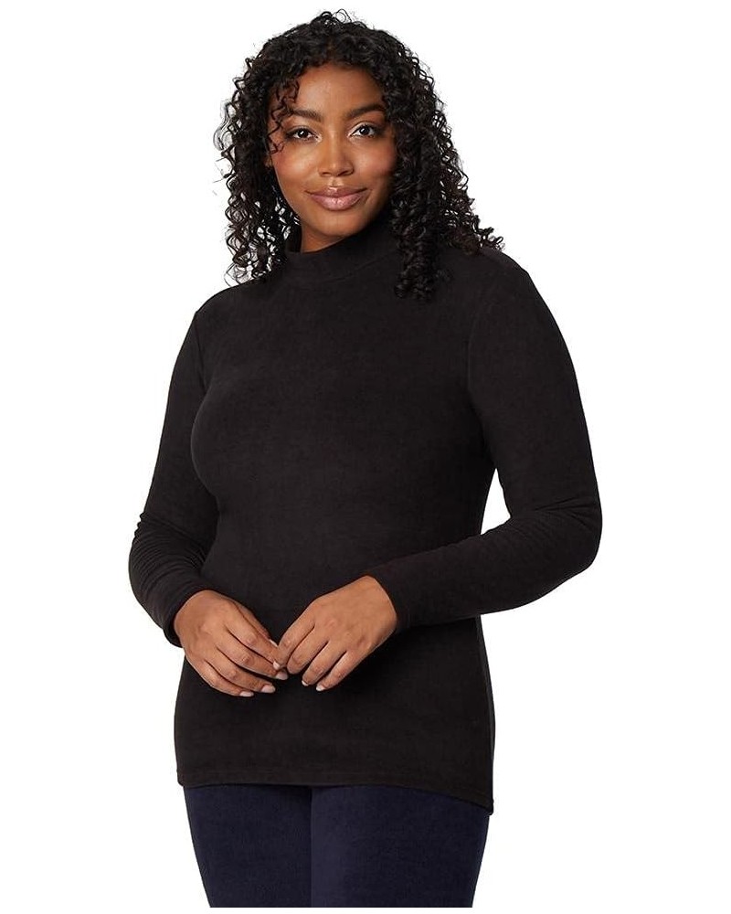 HEAT Women's Heavyweight Baselayer Mock Neck Long Sleeve Fleece Top Black $11.48 Underwear