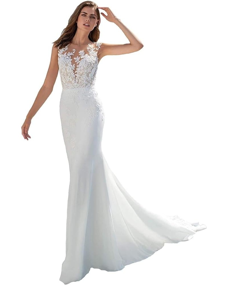 Women's V Neck Wedding Dresses Mermaid Lace Applique Bridal Gown Wz07-ivory $37.51 Dresses