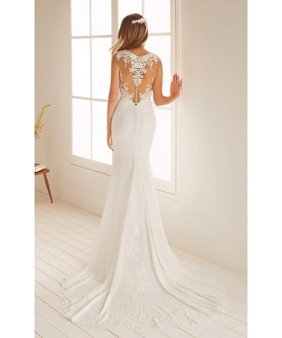 Women's V Neck Wedding Dresses Mermaid Lace Applique Bridal Gown Wz07-ivory $37.51 Dresses