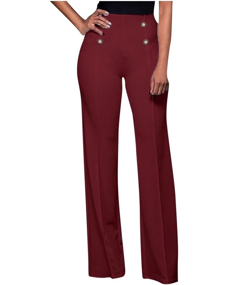 Wide Leg Pants for Women Dressy Office Casual High Waisted Palazzo Pants Plus Size Dress Pants Business Work Trousers G-wine ...