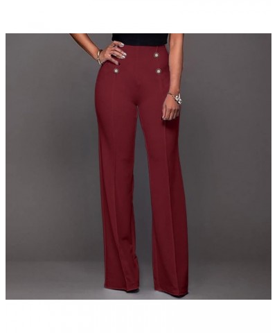 Wide Leg Pants for Women Dressy Office Casual High Waisted Palazzo Pants Plus Size Dress Pants Business Work Trousers G-wine ...