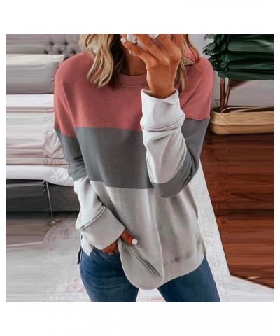 Sweatshirts for Womens Crew Neck Sweatshirt Pullover Color Block/Solid Sweatshirts Activewear Running Jacket A1-pink $8.63 Ot...