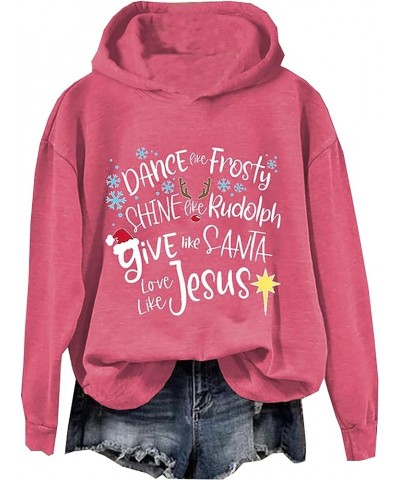 Christmas Give Like Santa Hoodie Shirt for Women Love Like Jesus Christmas Sweatshirts Xmas Holiday Pullovers Pink $12.96 Hoo...