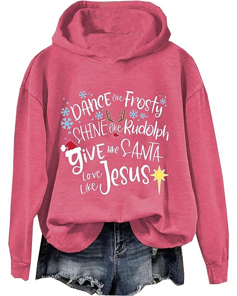 Christmas Give Like Santa Hoodie Shirt for Women Love Like Jesus Christmas Sweatshirts Xmas Holiday Pullovers Pink $12.96 Hoo...