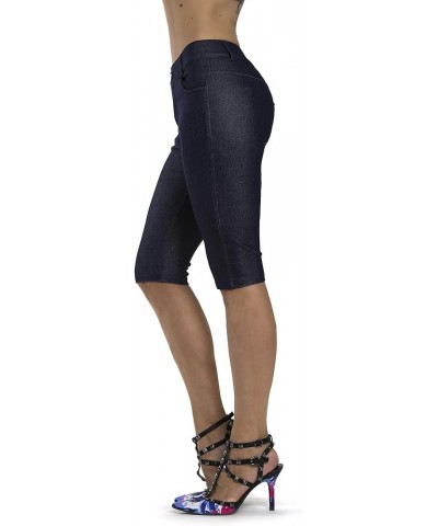 Women's Jean Look Jeggings Tights Slimming Many Colors Spandex Leggings Pants Capri S-XXXL Navy Blue Bermuda $21.08 Leggings