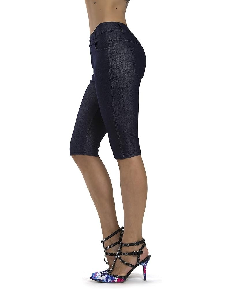 Women's Jean Look Jeggings Tights Slimming Many Colors Spandex Leggings Pants Capri S-XXXL Navy Blue Bermuda $21.08 Leggings