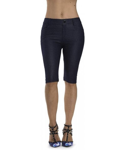 Women's Jean Look Jeggings Tights Slimming Many Colors Spandex Leggings Pants Capri S-XXXL Navy Blue Bermuda $21.08 Leggings