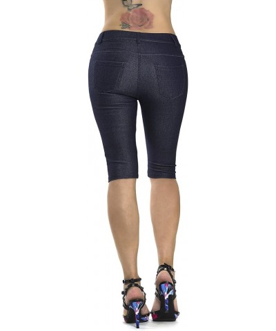 Women's Jean Look Jeggings Tights Slimming Many Colors Spandex Leggings Pants Capri S-XXXL Navy Blue Bermuda $21.08 Leggings