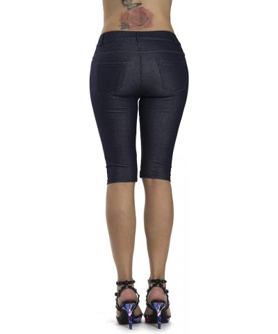 Women's Jean Look Jeggings Tights Slimming Many Colors Spandex Leggings Pants Capri S-XXXL Navy Blue Bermuda $21.08 Leggings