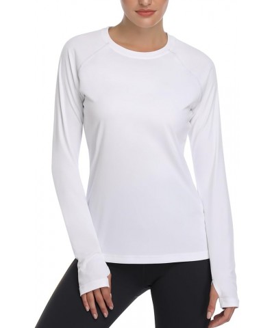 Womens UPF 50+ UV Sun Protection Running Hiking Outdoors Performance Long Sleeve Hoody T-Shirt Tshirt-white $19.79 Activewear