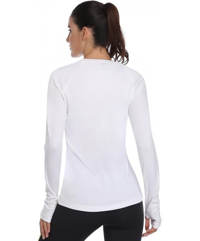 Womens UPF 50+ UV Sun Protection Running Hiking Outdoors Performance Long Sleeve Hoody T-Shirt Tshirt-white $19.79 Activewear