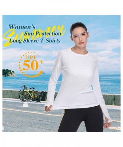 Womens UPF 50+ UV Sun Protection Running Hiking Outdoors Performance Long Sleeve Hoody T-Shirt Tshirt-white $19.79 Activewear