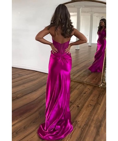 Women's Mermaid Prom Dresses 2024 Long Slit Satin Formal Evening Ball Gowns Gold $42.39 Dresses